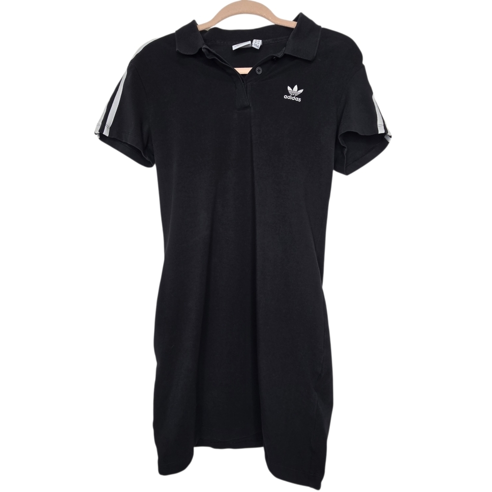 adidas Black Polo Dress with White Stripes